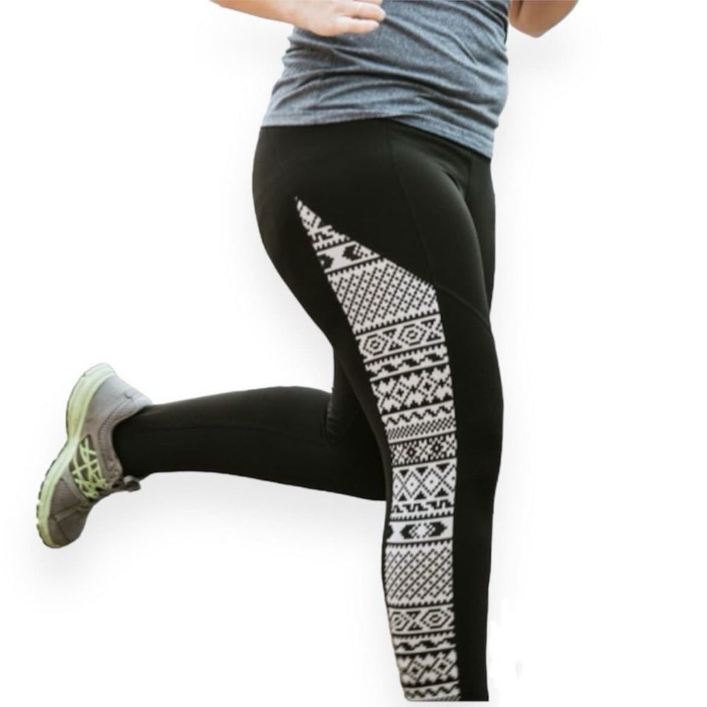 Adidas Climawarm Black Leggings Women's Medium Winter Run Fair Isle Fitness Jog